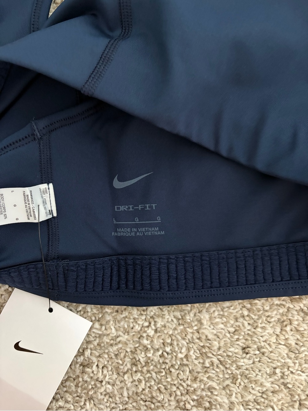 Nike Navy Blue Racerback Sports Bra with White Swoosh - Large - Picture 3 of 3
